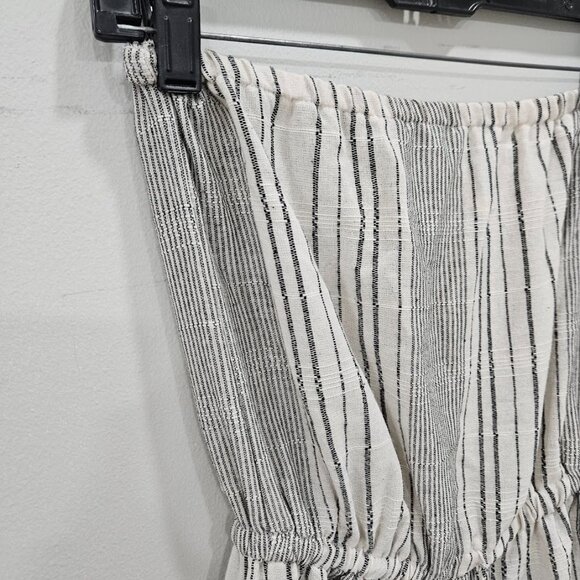 Elan Off White Linen Cotton Blend Strapless Cover-Up Black Tassel Jumpsuit Small - Picture 3 of 13